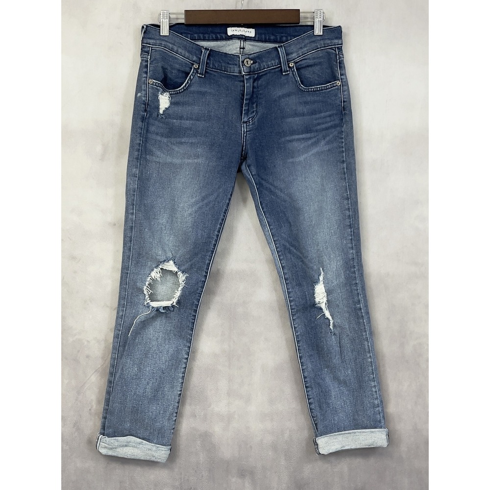 James Jeans Neo Beau Distressed Boyfriend Womens 29 Blue‎ Stretch Low Rise Indie